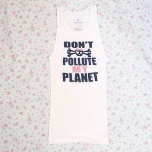 y2k skull crossbones bow graphic tank dont pollute planet